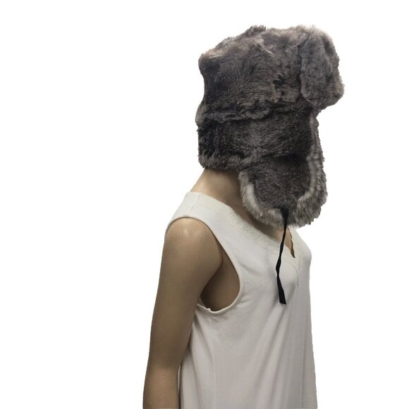 Pyccknn Mex Gray Black Winter Russian Ushanka Fur Hat Trapper Mongolian Military - Picture 3 of 15